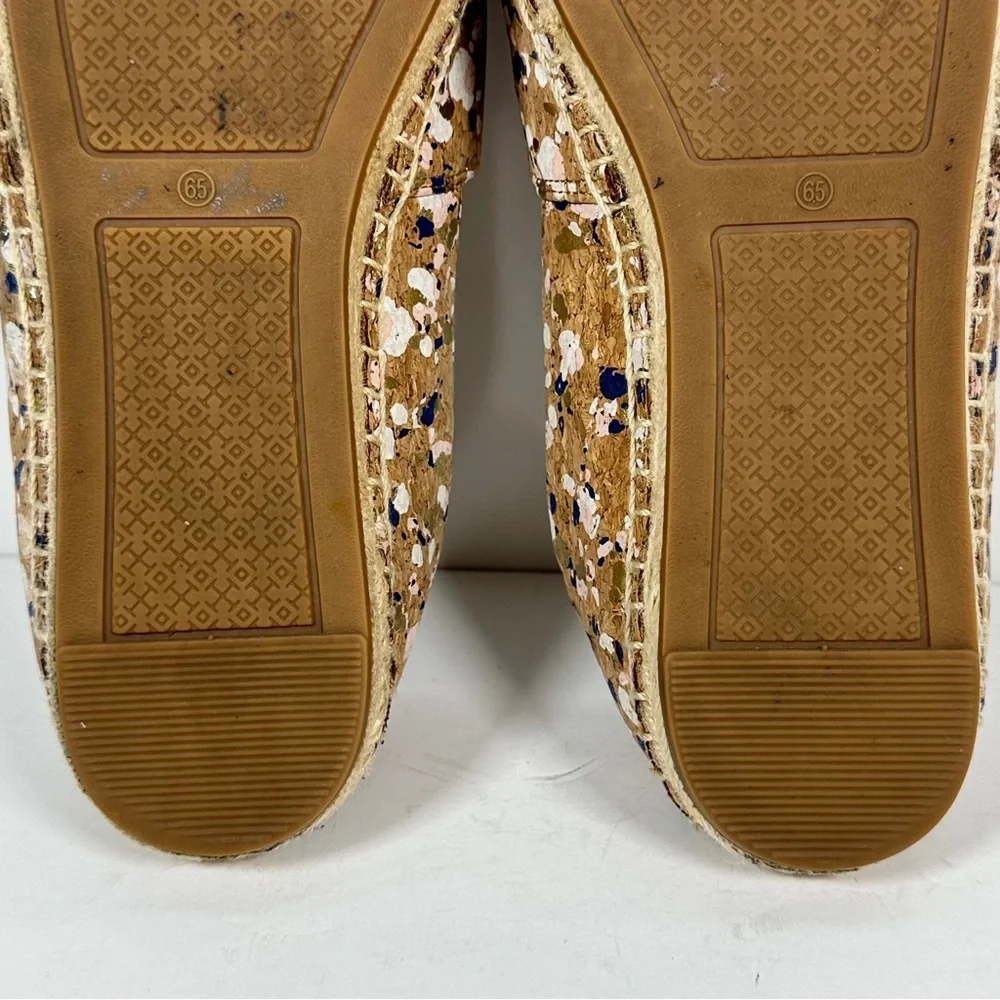 Tory Burch Ines Metallic Confetti Cork Espadrilles